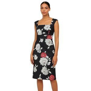 White House Black Market Dress Size 2 Floral Fitted Midi Satin Special Occasion